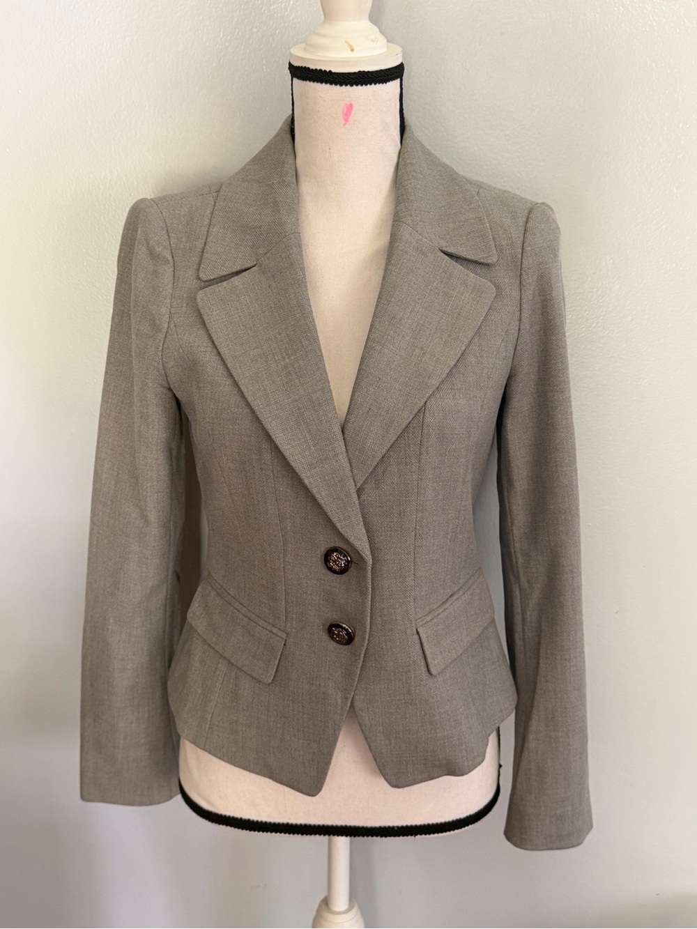 White House Black Market Gray Tailored Single-Breasted Blazer